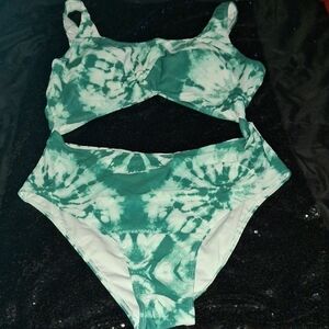 Kids Green Tie-Dye One Piece Swimsuit